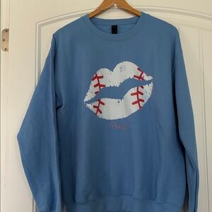 BASEBALL Lips Sweatshirt Size Medium